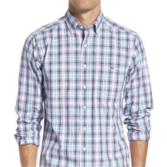 Vineyard Vines Multi Flounder Plaid Slim-Fit Tucker Shirt Cotton Size Medium - Picture 2 of 8